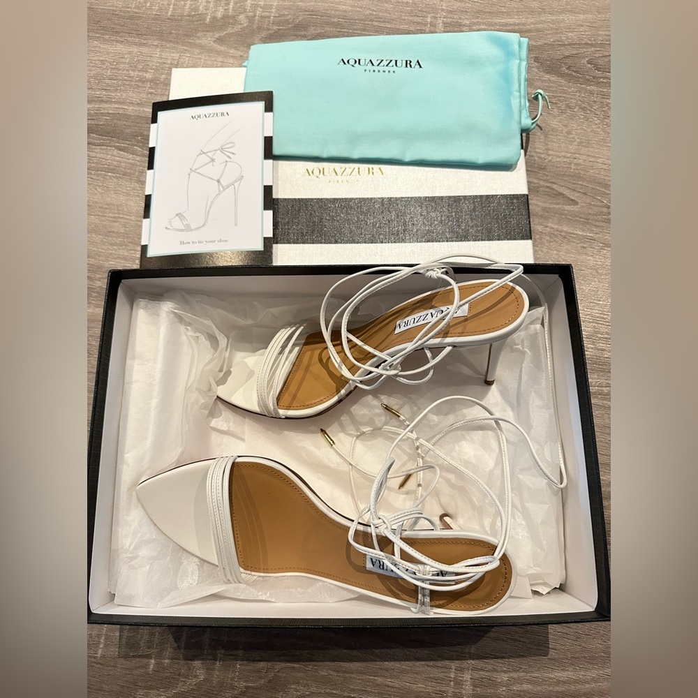 Brand new Aquazzura 75mm sandal, white, US 6.5 (IT 37)
